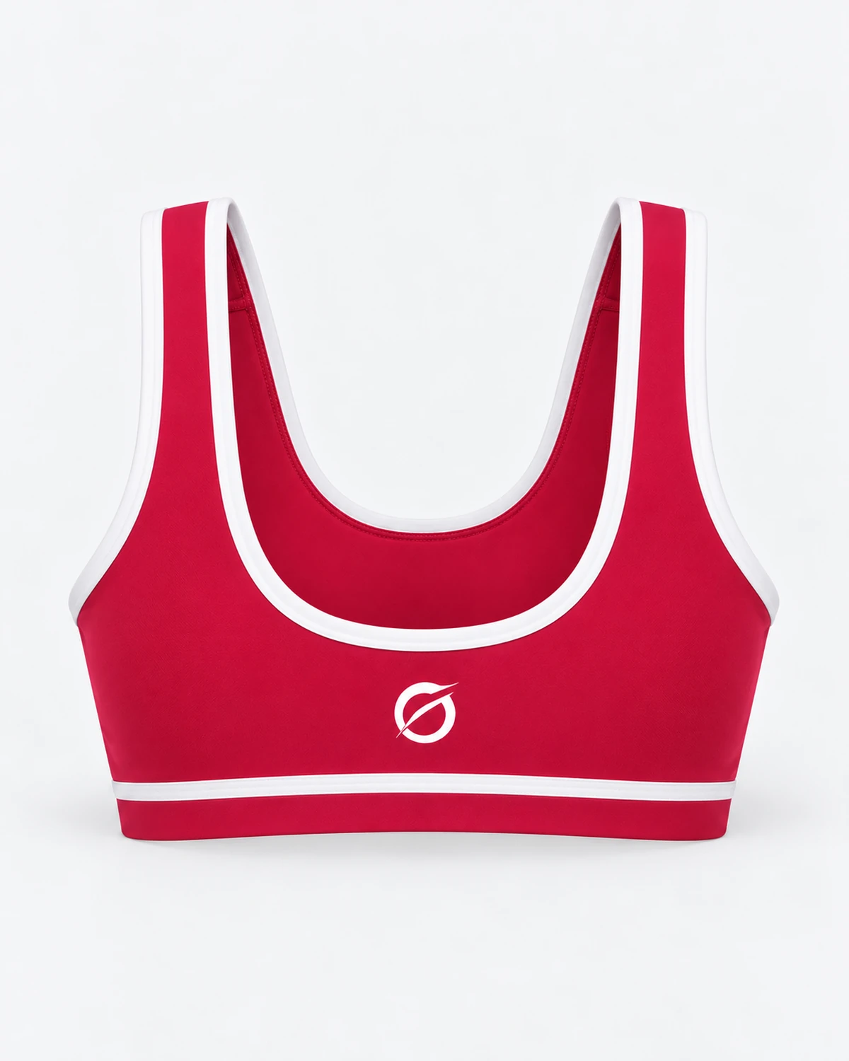 Top ULIA rojo #C91546 con escote posterior en U y logotipo, vista trasera sin modelo.